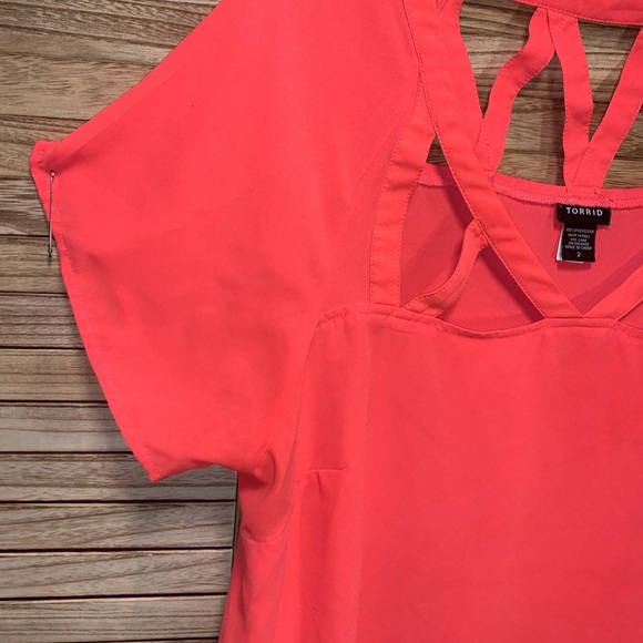 Torrid Neon Orange Size 2 Blouse Blouse - Picture 3 of 6